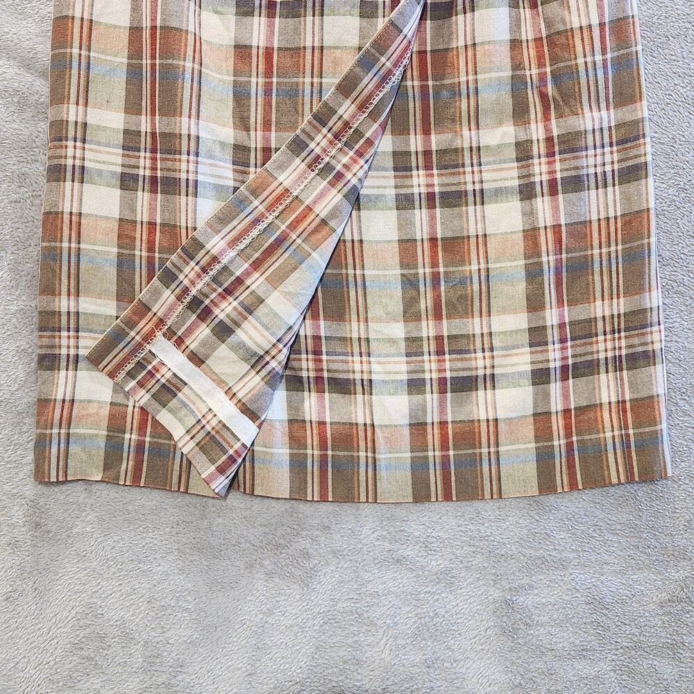 Vintage Pendleton Womens Flax Blend Plaid Faux Wrap Midi Skirt Size 8 Academia - Picture 3 of 11